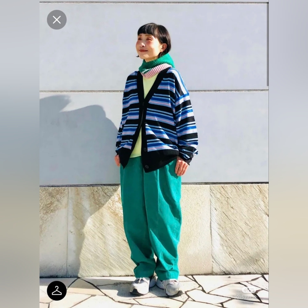 MARNI x UNIQLO Striped Oversized Cardigan Blue Women